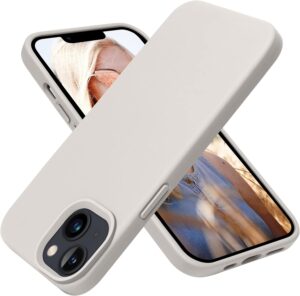 OTOFLY iPhone 13 Case, Silicone Shockproof Slim Thin Cover 6.1" Stone