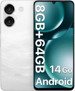 UMIDIGI G9A Unlocked Android 14 Phone, 8GB+64GB, 6.75" HD+, 5000mAh, White