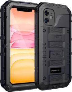 Beasyjoy iPhone 11 Metal Waterproof Case - Heavy Duty, Shockproof, Rugged (Black)