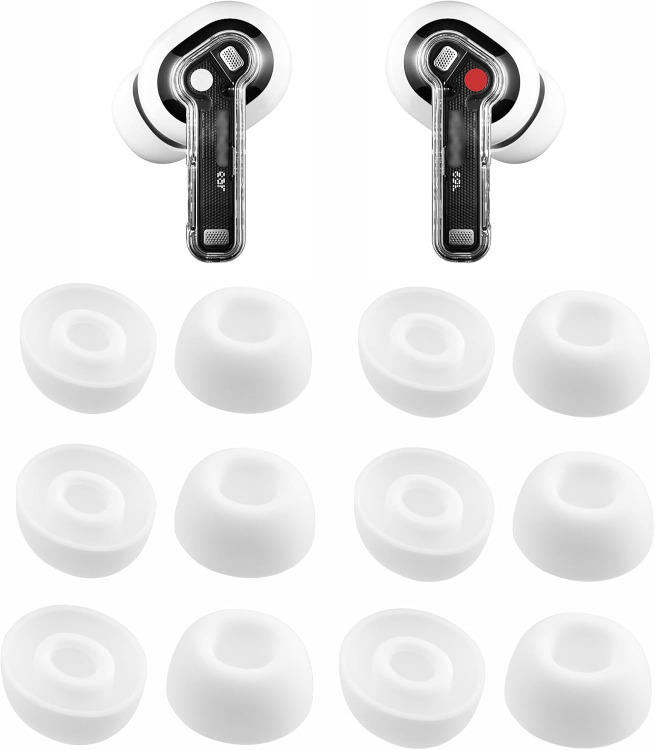 Silicone Ear Tips for Nothing Ear/Ear (a) Wireless Earbuds, 6 Pairs (S/M/L, White)