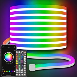 32.8Ft Neon Rope Lights, App/Remote Control, RGB LED, IP65 Outdoor, Music Sync