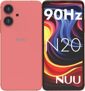 NUU N20 Basic Cell Phone for T-Mobile, Mint, Metro, Qlink, Tello, 12GB+128GB, Dual SIM, 6.6" 90Hz HD+, Android 14, Unlocked (Pink)