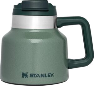 Stanley Tough-To-Tip Admiral's Mug 20 oz | Flip Lid | Non-Skid Base | Insulated Steel | BPA-Free | Hammertone Green