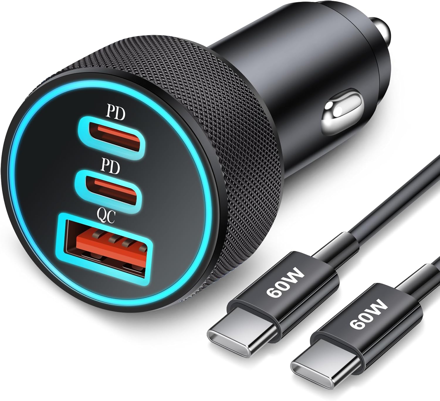 67W 3-Port USB C Car Charger for Samsung S25 S24 S23, iPhone 16/15 Pro Max, Pixel