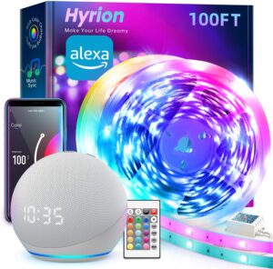 Hyrian Smart LED Lights 100ft, Voice Control with Alexa & Google, RGB Color Changing, Music Sync, App Controlled (2x51ft)
