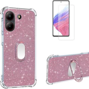 ZTE Blade A54 4G Case with Tempered Glass Screen Protector [Pink]
