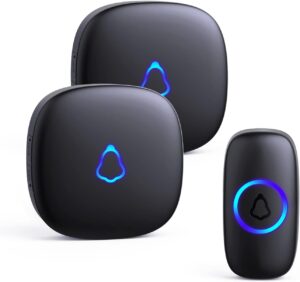 SECRUI Wireless Doorbell, 2 Receivers, 58 Chimes, 1000Ft, M520+F55, Black