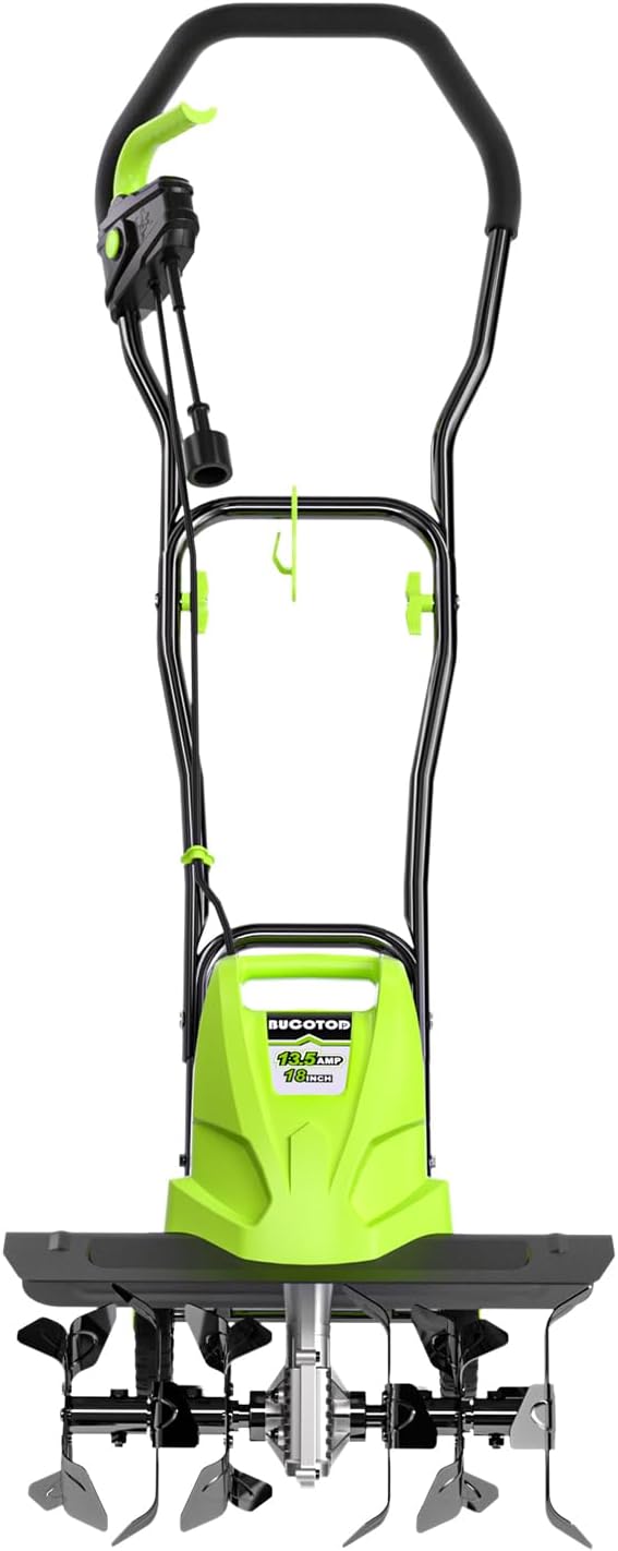 18" 13.5A Electric Tiller w/6 Steel Tines, Foldable Handle