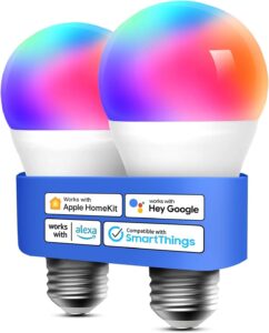 Meross Smart Bulb 2 Pack, RGB HomeKit Alexa