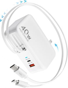 40W 4-in-1 Foldable Charger with Cables