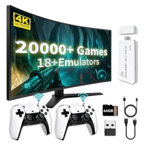 Retro Game Stick 2025, 4K, 20K+ Games, 64GB, 2 Wireless