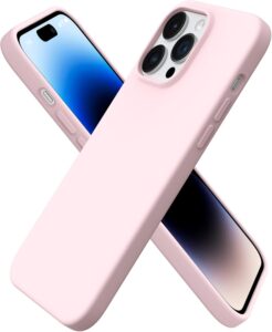 ORNARTO iPhone 14 Pro Max Case 6.7" Slim Silicone-Chalk Pink