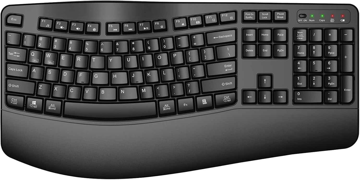 Ergonomic Wireless Keyboard with Wrist Rest