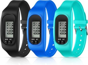 Silicone Fitness Tracker 3-Pack Pedometer Watch