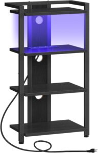 HOOBRO 4-Tier Black Media Console with LED & Charging