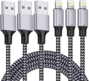 YUNSONG 3Pack 6FT MFi Certified iPhone Charger Cable