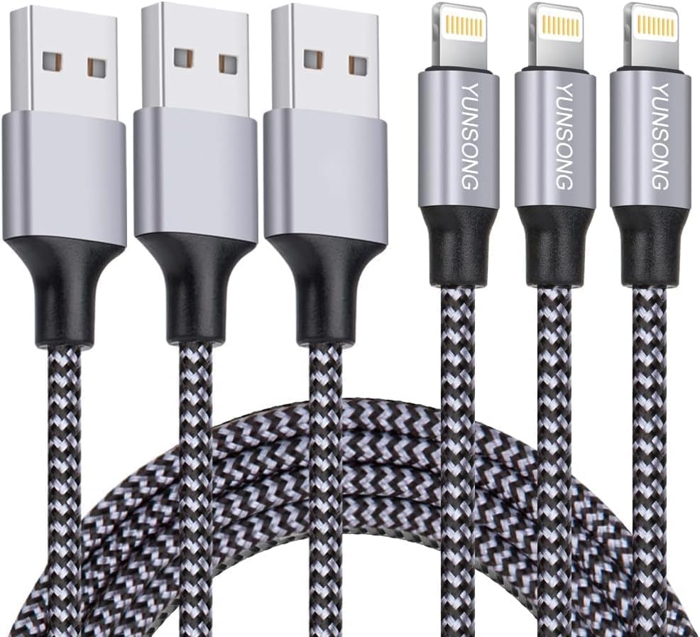 YUNSONG 3Pack 6FT MFi Certified iPhone Charger Cable