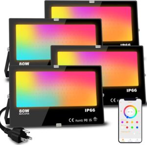 MELPO Smart RGB LED Flood Light 800W 4Pack