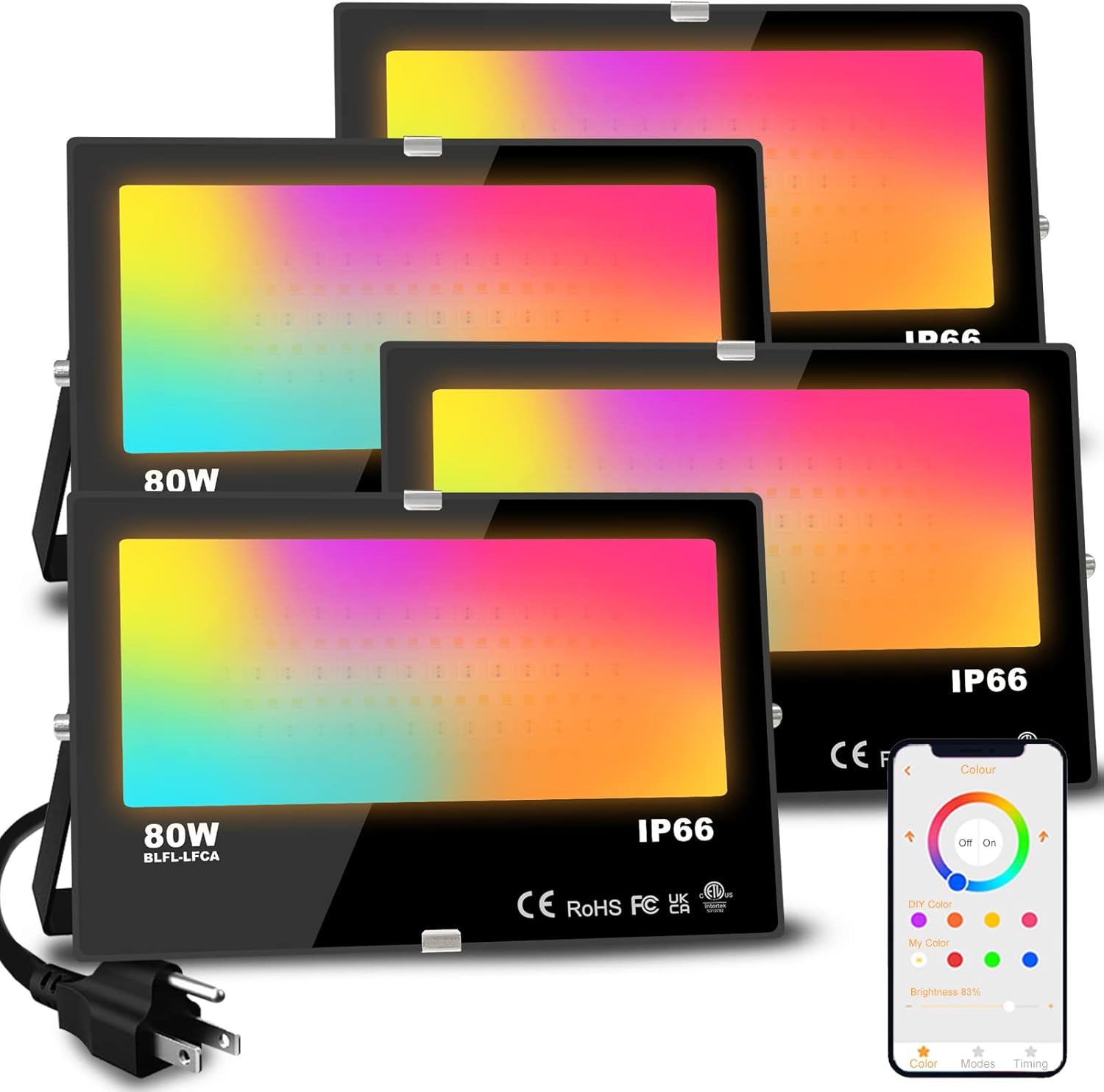 MELPO Smart RGB LED Flood Light 800W 4Pack