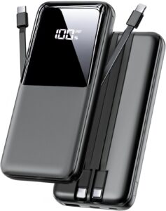 15000mAh Fast Charging Powerbank w/ USB-C & iOS Cable (Black)