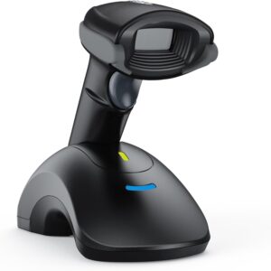 TEEMI Bluetooth QR Barcode Scanner with USB Cradle, Replaceable Battery