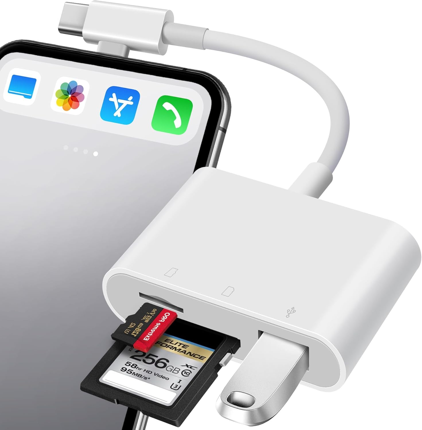 Dual USB-C & Lightning SD Card Reader for iPhone iPad Mac