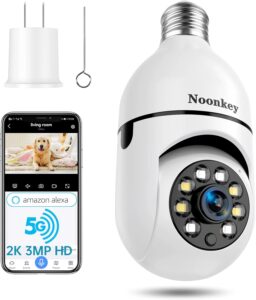 2K/3MP E27 Light Bulb Cam, 5G/2.4G WiFi, Alexa, 360°