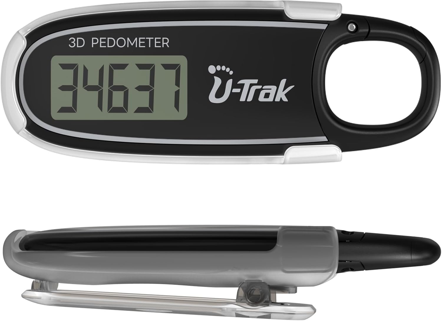 3D Pedometer with Clip & Carabiner - Step Counter