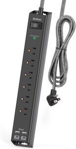 Addtam 6-Outlet Surge Protector w/ 4 USB