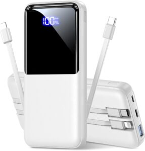 15000mAh Power Bank w/ Built-in Cables 22.5W Fast Charge