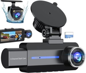 2.5K+1440P Triple Dash Cam, 32GB, G-Sensor, Night Vision