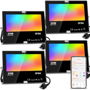 MELPO 4-Pack 300W Smart RGB LED Flood Lights