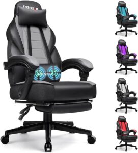 BOSSIN Gaming Chair w/ Massage & Footrest