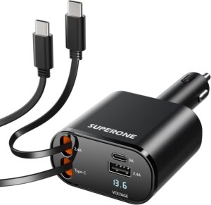 SUPERONE 60W 4-in-1 USB C Car Charger
