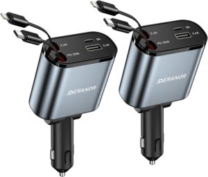 69W 4-in-1 Retractable Car Charger