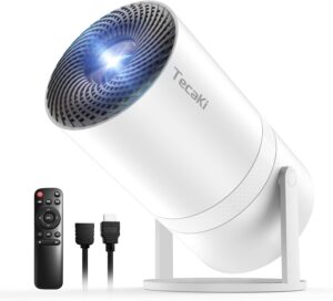 Mini WiFi Bluetooth Projector 1080P HD, Auto Keystone, 180° Rotatable (White)