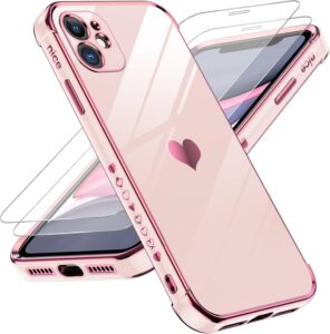 iPhone 11 Case, 2 Pack Pink Heart Cover