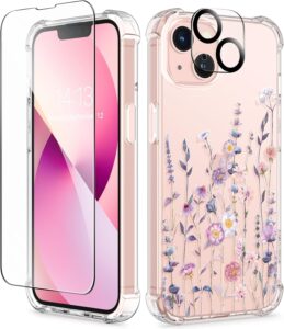 iPhone 13 Case w/ Screen & Lens Protector (Floral)