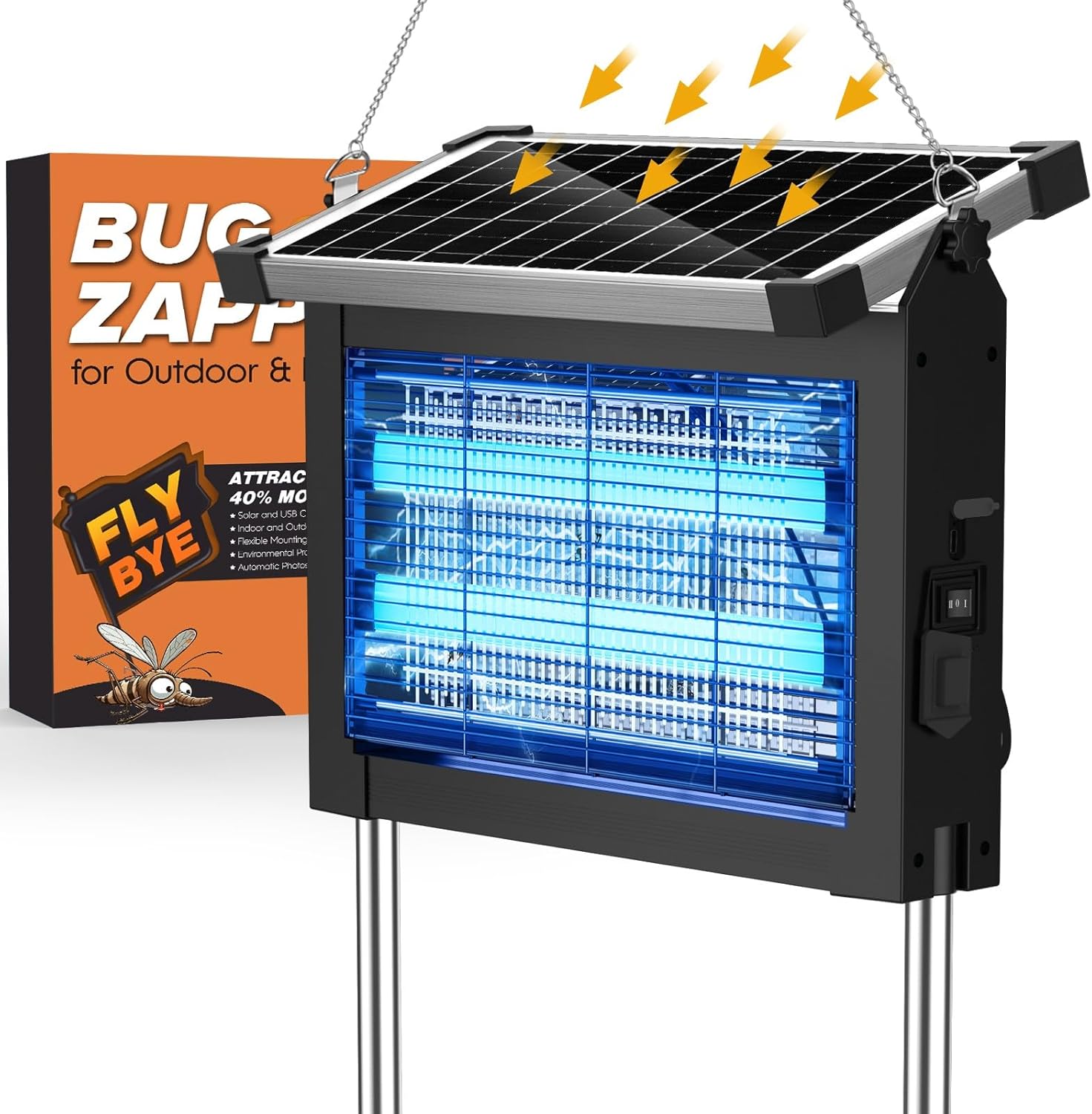 Solar Bug Zapper 4500V, 4000mAh, Waterproof