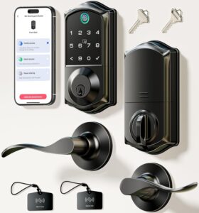 Veise Smart Lock, Keyless Entry, App Control, Matte Black