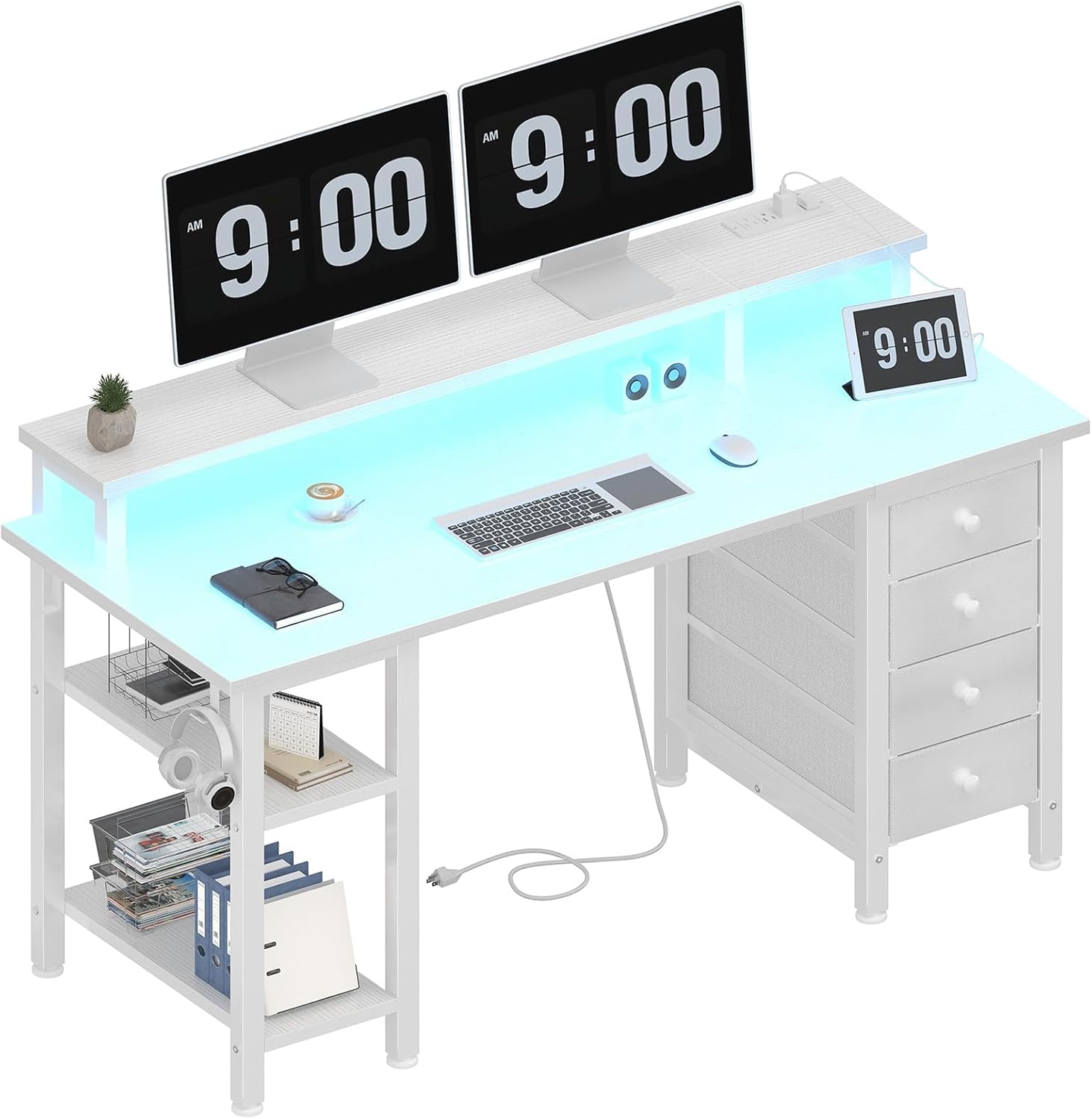 Lufeiya White 47" LED Gaming Desk