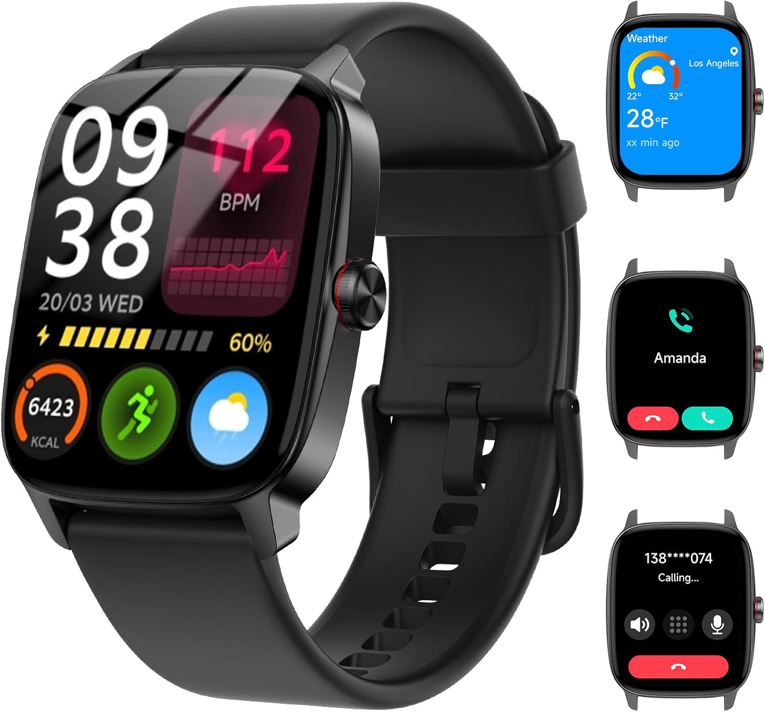 1.85" HD Bluetooth Smartwatch w/ AI Voice, 100+ Sports Modes