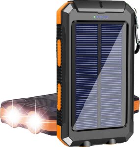 38800mAh Solar Power Bank, Waterproof, 3 Outputs, LED Flashlight