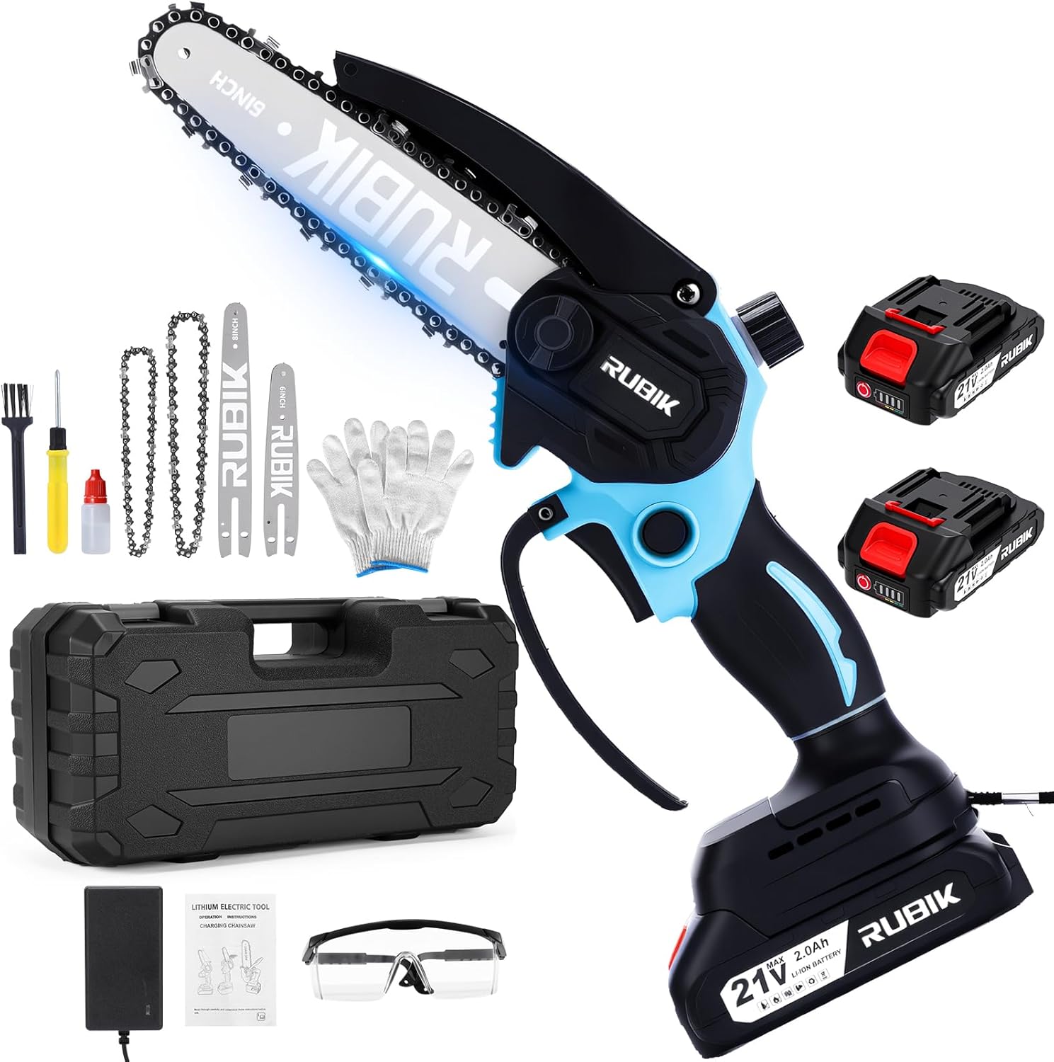 Mini Chainsaw Cordless, 8" & 6" Brushless, Battery-Powered