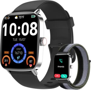 2025 Smartwatch for iPhone/Android, 1.85" HD, 110+ Modes, IP68, 2 Bands