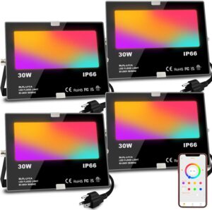 MELPO 30W Smart RGB Flood Light, 4 Pack