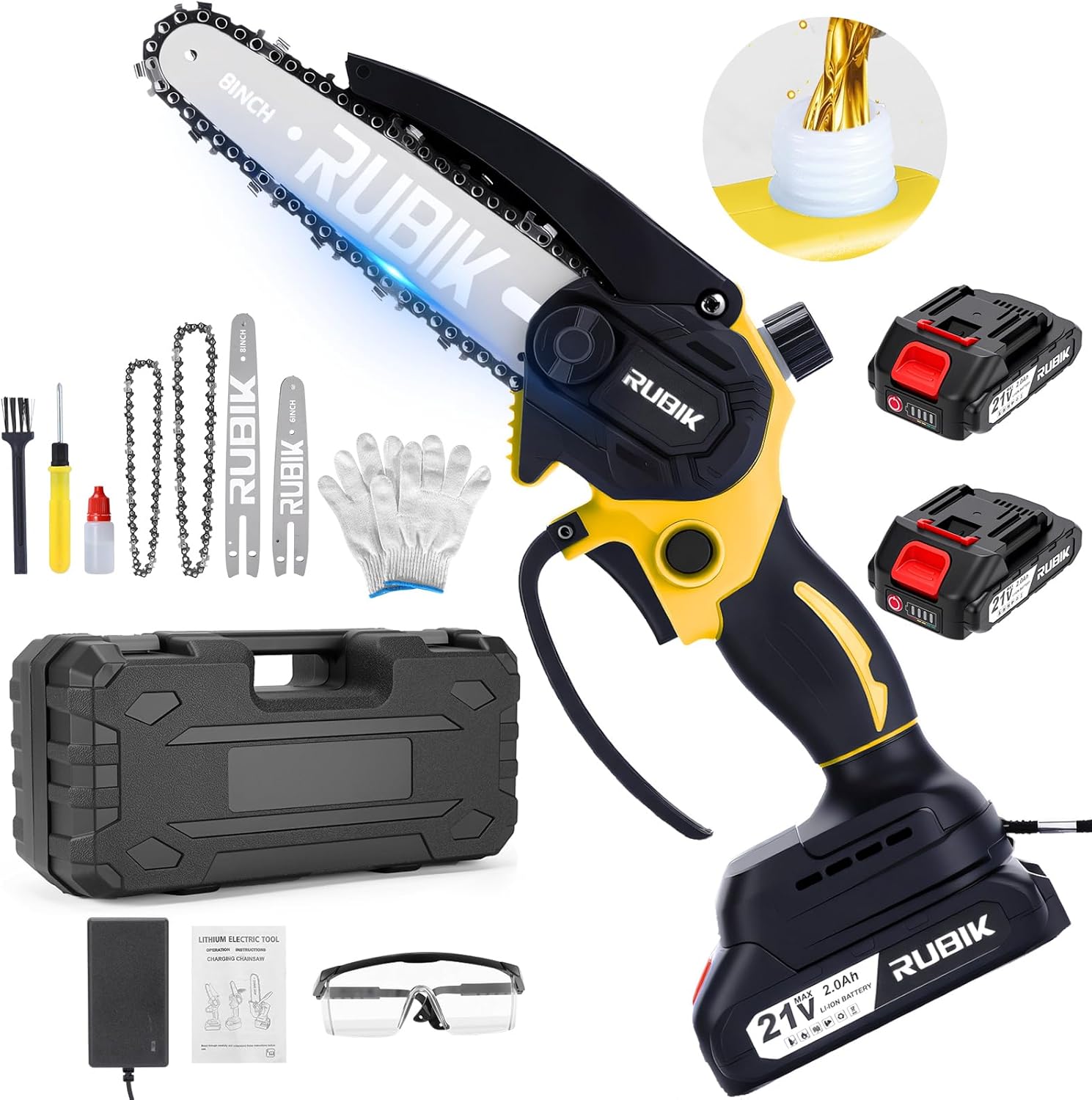 Mini Chainsaw Cordless, 8" & 6" Brushless