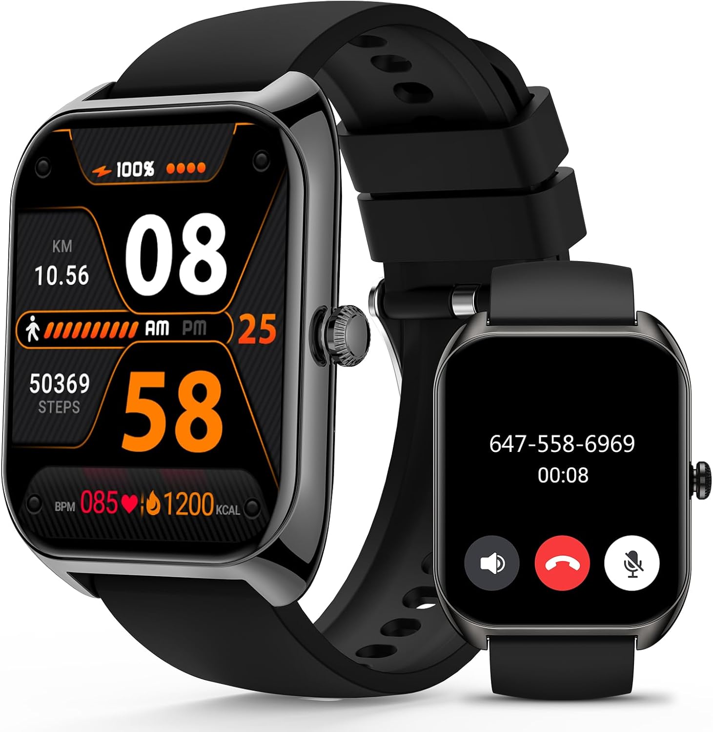 2.02" Smartwatch w/ Health Monitor, 100+ Modes, iOS/Android