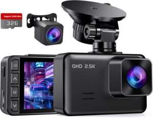 2.5K+1080P Dual Dash Cam, 32GB Card