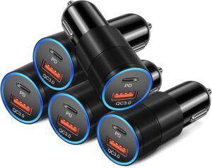 Bangfun 36W 5-Pack USB C Car Charger